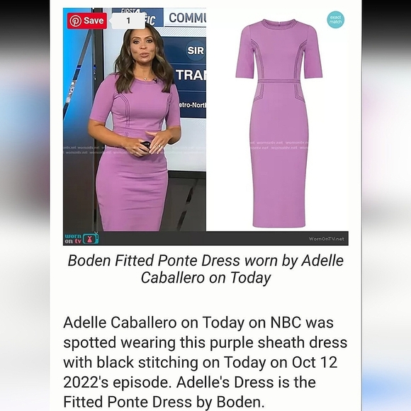 Boden Purple Fitted Ponte Dress Contrast Stitching Plus Size 16/18 - Picture 13 of 16